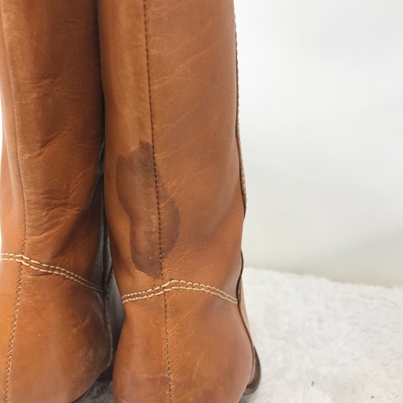 Vintage Mid Calf Brown Leather Heeled Boots Sz 6.5 - Picture 5 of 8